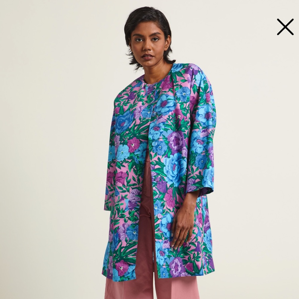 Weekend by Maxmara Women's Blue Calmi Printed Cotton Coat